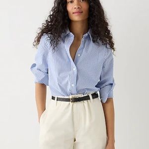 J. Crew Slim-fit Stretch Cotton Poplin Shirt Blue and White Stripe